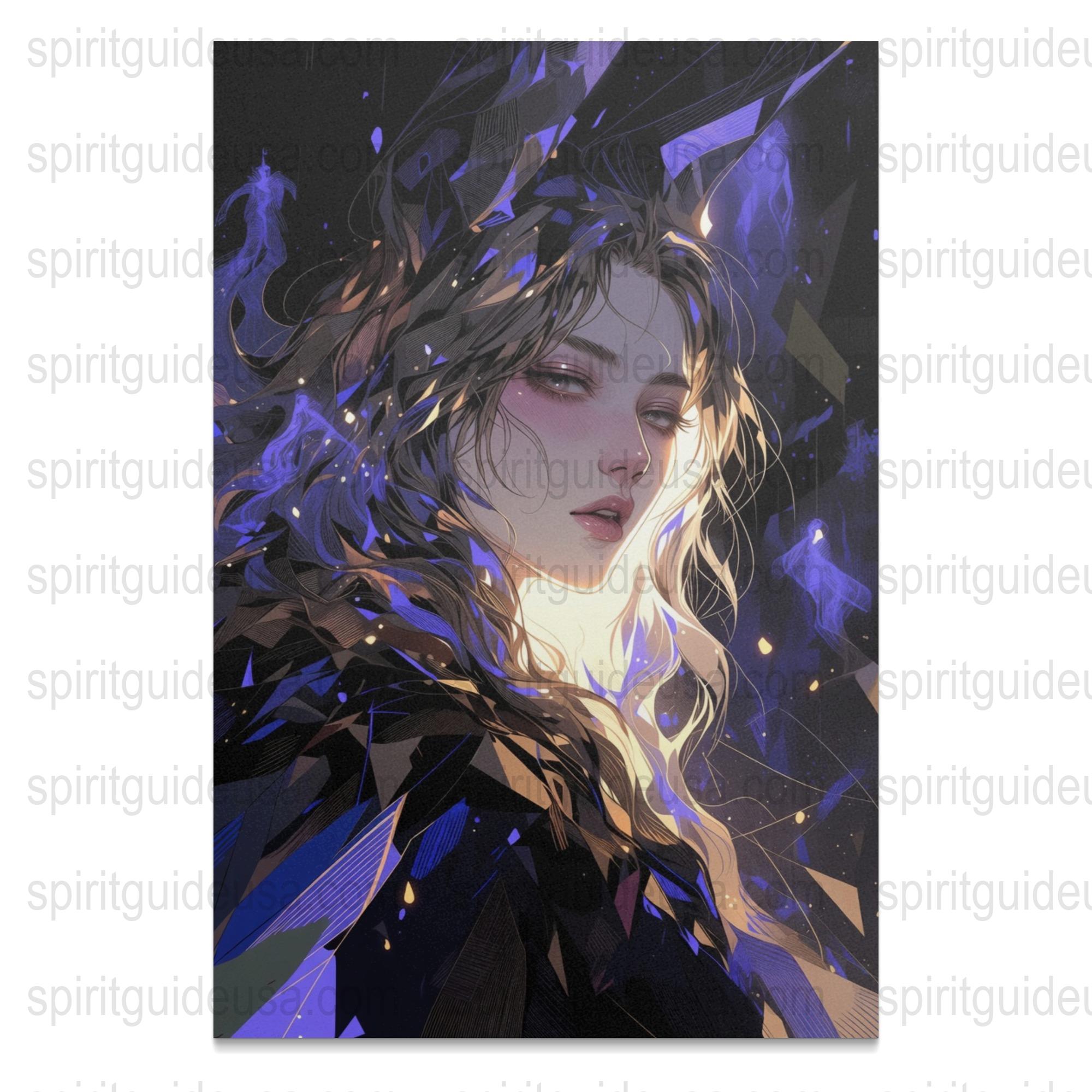 Mystical Fantasy Art Print, Dark and Light Witch Illustration, Ethereal Female Portrait
