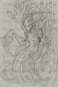Cyberpunk Fantasy Art Print, Intricate Mechanical Alien Drawing, Sci-Fi Wall Decor, Unique Gift