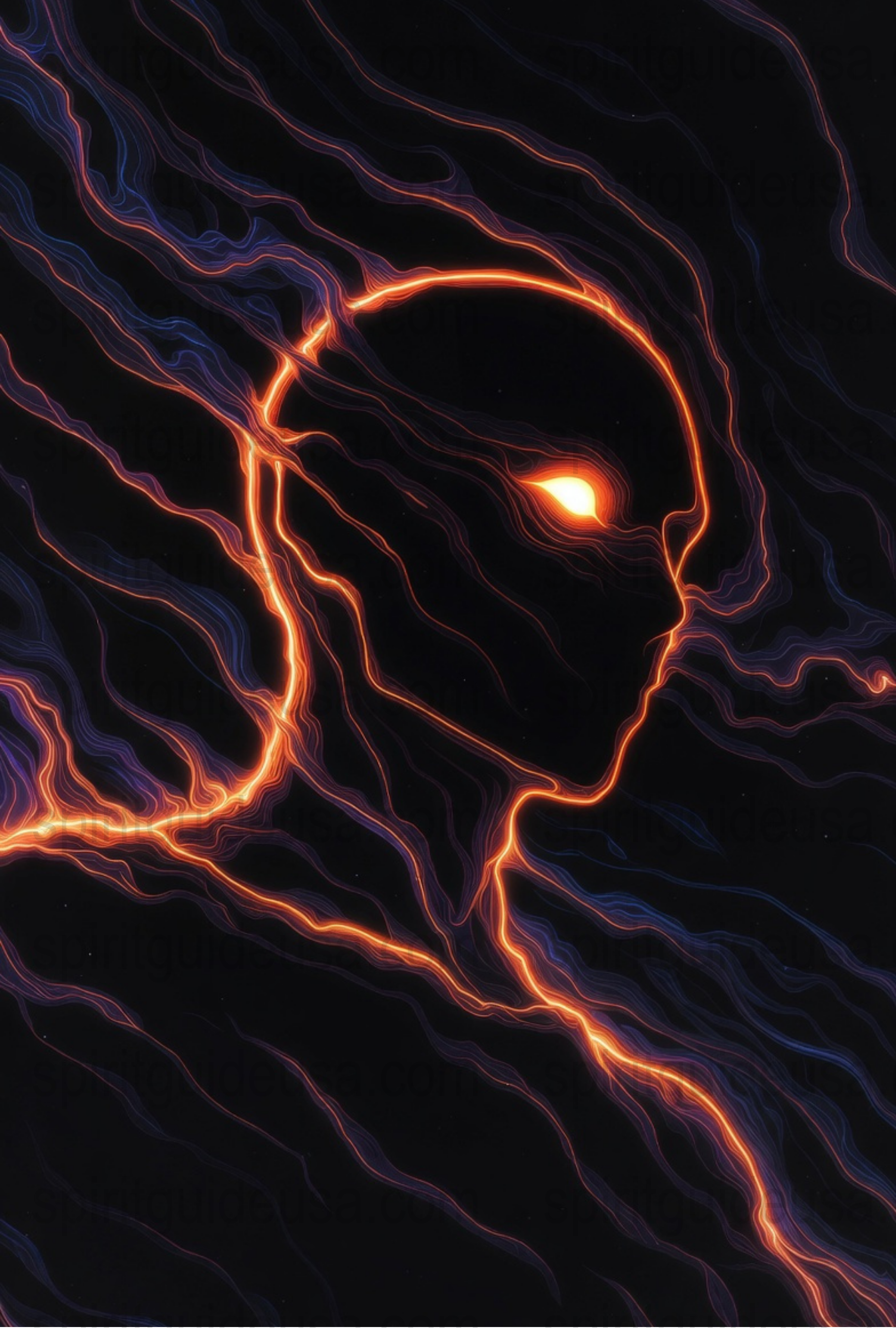 Abstract Neon Skull Art Print, Vivid Orange and Black Poster, Modern Wall Decor, Unique Home Decoration, Halloween Theme Artwork