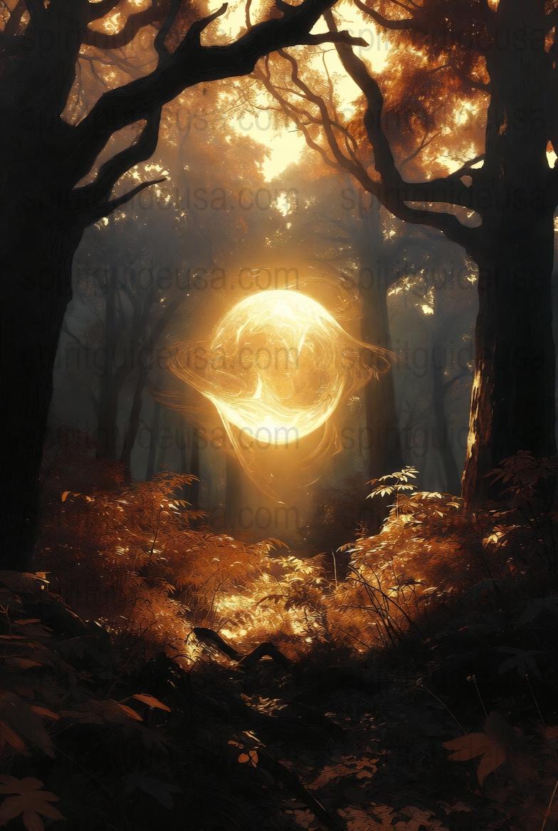 Enchanted Forest Canvas Print, Mystical Trees with Golden Light, Fantasy Wall Art Decor, Magical Woods Poster, Home Decoration