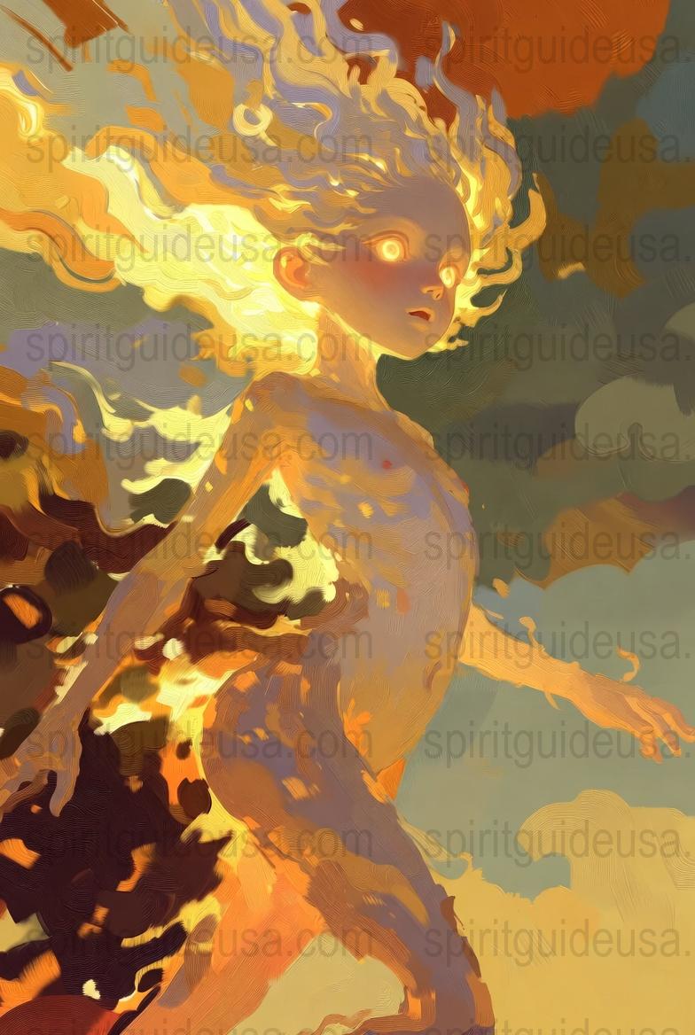 Surreal Flame Woman Art Print, Abstract Modern Home Decor, Vibrant Orange Yellow Wall Art