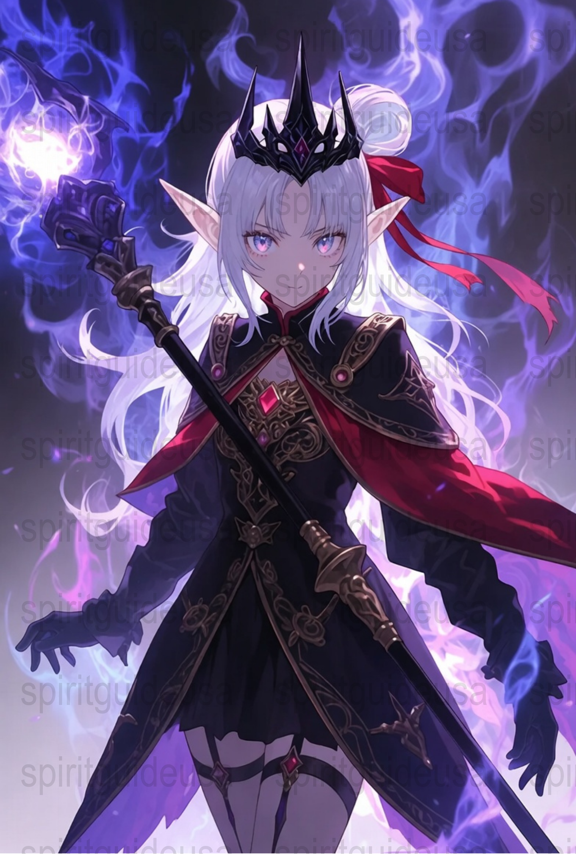 Dark Elf Princess Art Print, Fantasy Anime Character Poster, Mystical Decor, Magic Themed Illustration, Wall Art