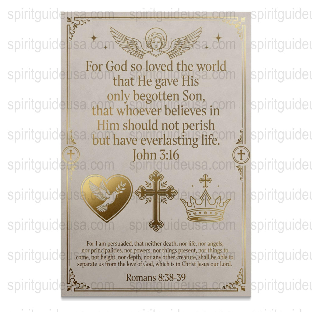 Christian Wall Art For God So Loved the World John 3:16 Bible Verse Gold Foil Print Decor