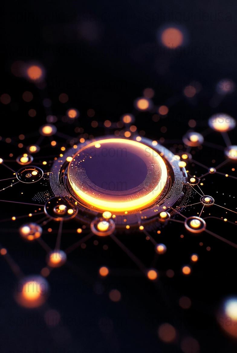 Futuristic Circuit Board Art Print, High-Tech Digital Wall Decor, Neon Abstract Technology Poster