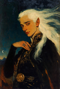 Fantasy Art Print, Elegant Elf Lord, Moonlight Portrait, Dramatic Blue Night Sky, Victorian Style Painting, Home Decor Wall Art
