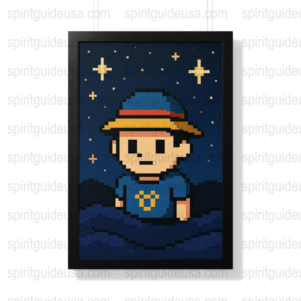 Pixel Art Fisherman Print, Retro Video Game Style, Wall Art Decor, Unique Gift for Gamers, Nautical Theme Bedroom Decoration