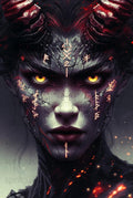 Fantasy Horned Demon Art Print, Gothic Wall Decor, Occult Dark Witch Illustration, Mystic Poster