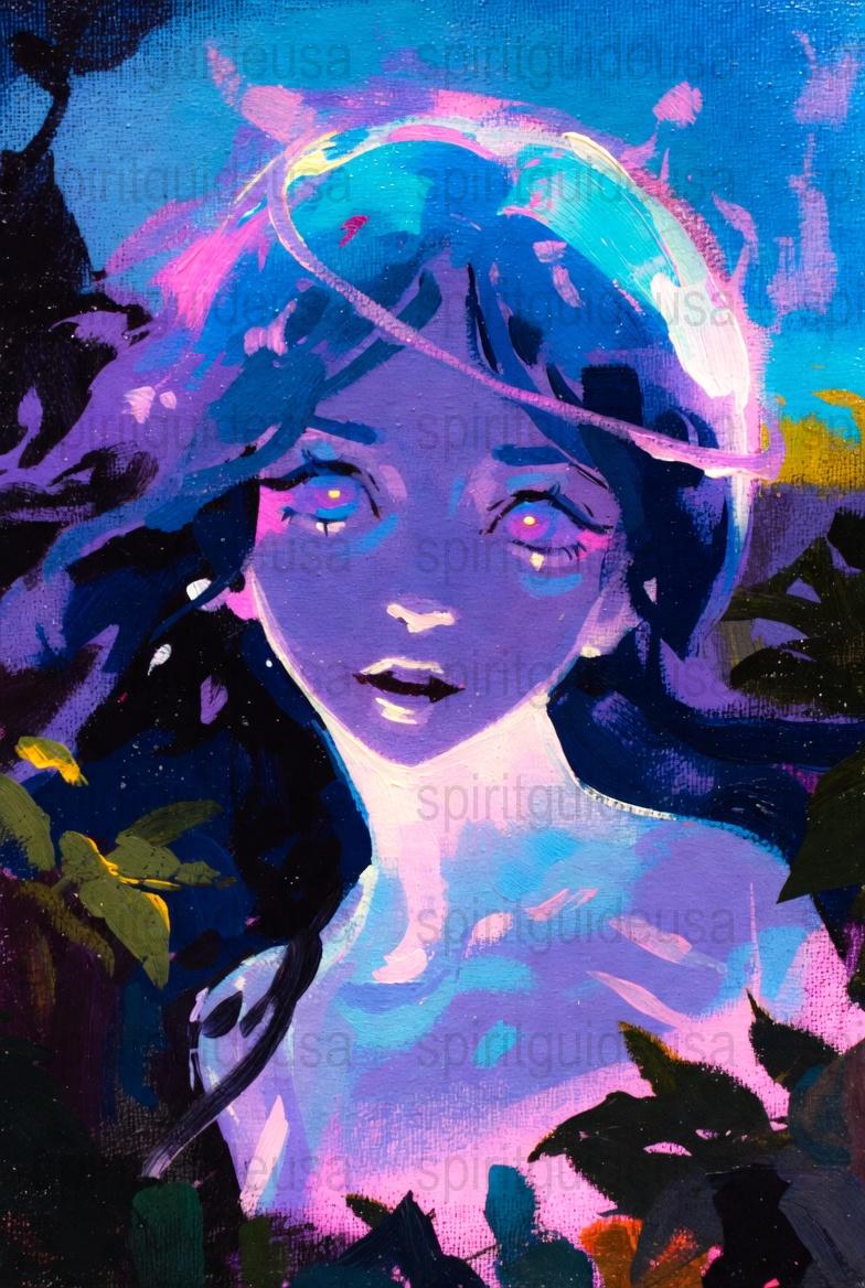 Colorful Abstract Portrait Painting, Vibrant Blue and Pink Fantasy Art, Original Canvas Artwork, Unique Home Decor Wall Art