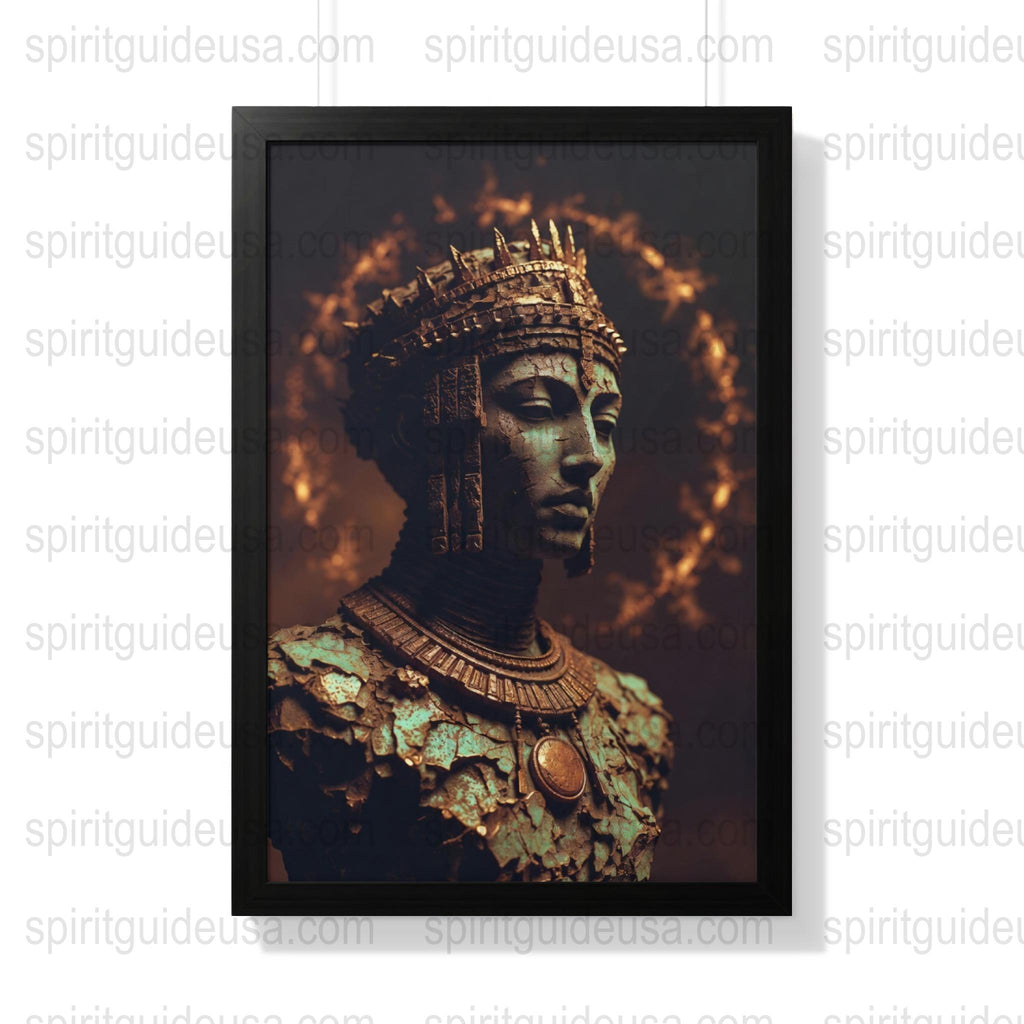 Vintage Bronze Statue Print, African Queen Sculpture, Cultural Artwork, Home Decor Wall Art, Antique Style Portrait, Collectible Art Piece