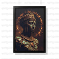 Vintage Bronze Statue Print, African Queen Sculpture, Cultural Artwork, Home Decor Wall Art, Antique Style Portrait, Collectible Art Piece