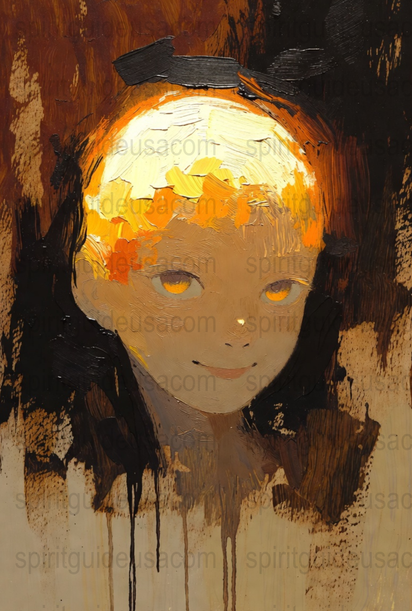 Abstract Portrait Painting, Modern Art Print, Contemporary Wall Decor, Unique Home Artwork, Orange and Black