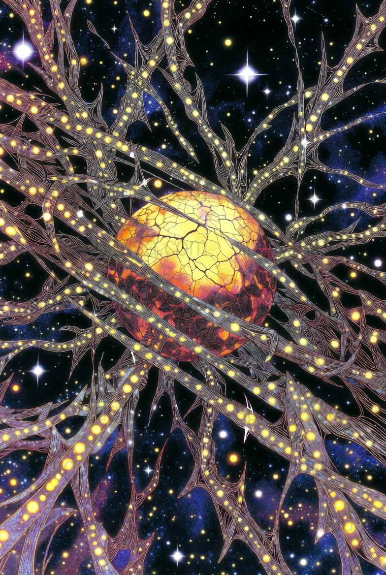 Cosmic Egg Art Print, Surreal Space Poster, Fantasy Galaxy Wall Art, Unique Starry Night Decor, Mystical Universe Illustration