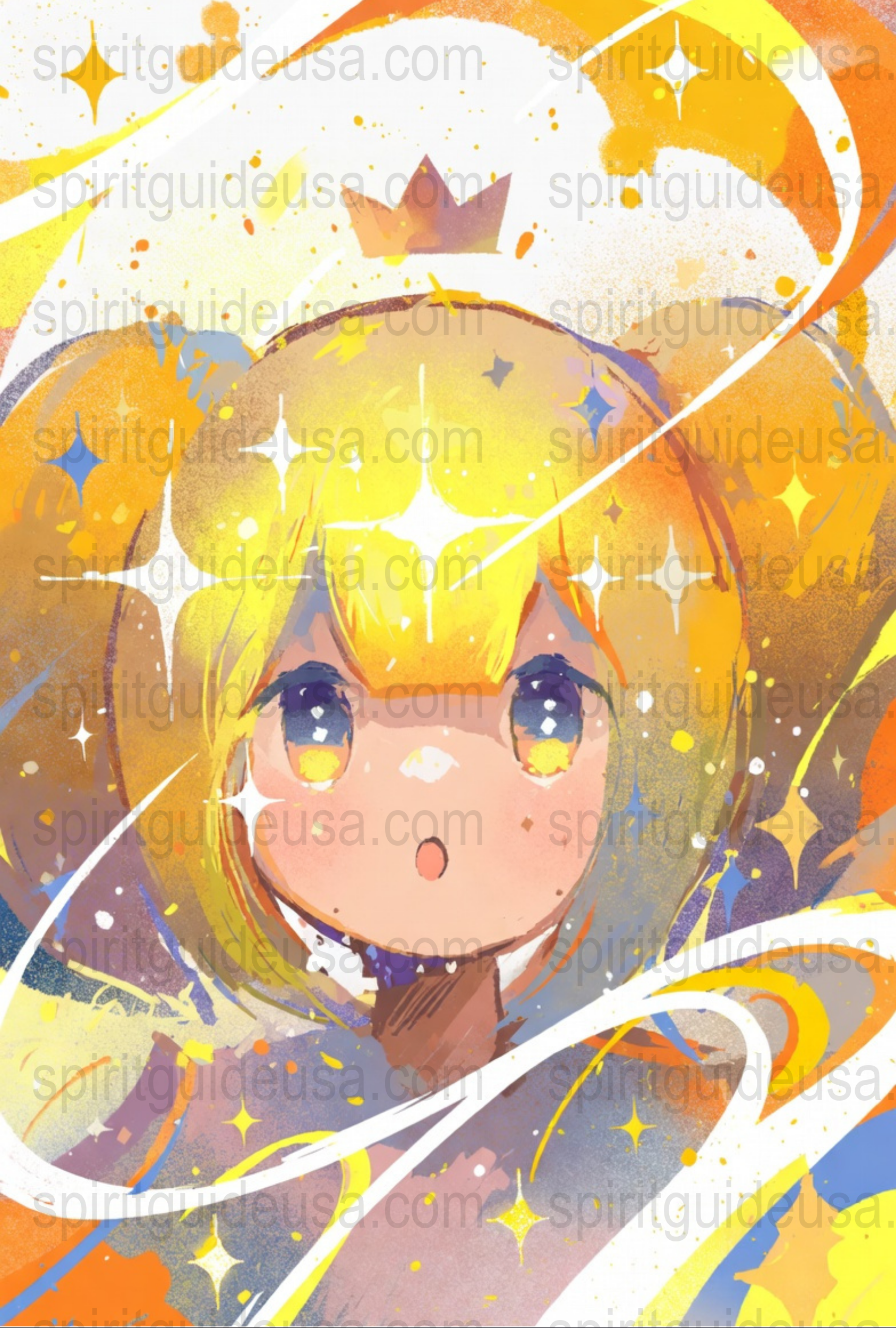 Colorful Anime Art Print, Whimsical Princess Character, Bright Vivid Wall Decor, Magical Girl Illustration