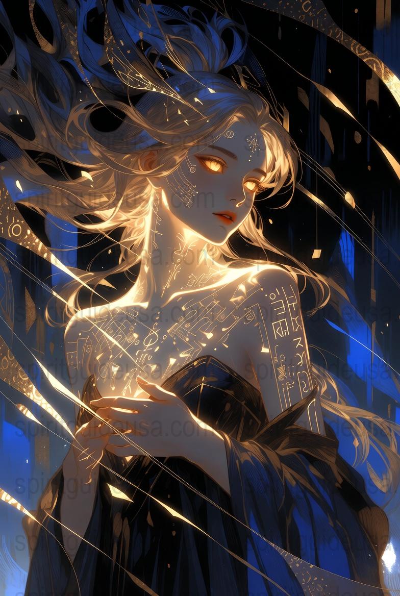 Fantasy Anime Art Print, Mystical Blue Witch Poster, Magical Girl Wall Decor, Enchanted Night Aesthetic, Collectible Illustration