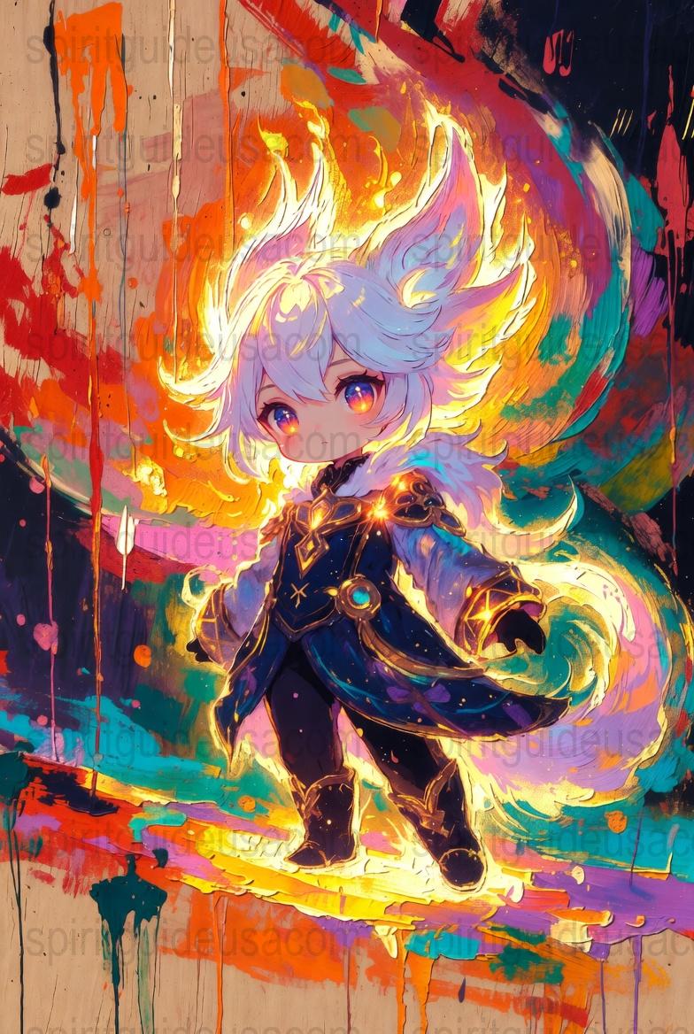 Colorful Anime Character Art Print, Vibrant Fantasy Hero Poster, Unique Wall Decor for Gamers