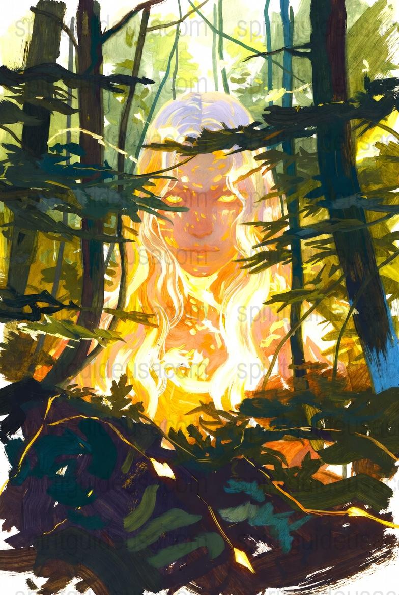 Enchanted Forest Abstract Art Print, Vibrant Nature Inspired Wall Decor, Mystical Landscape Painting