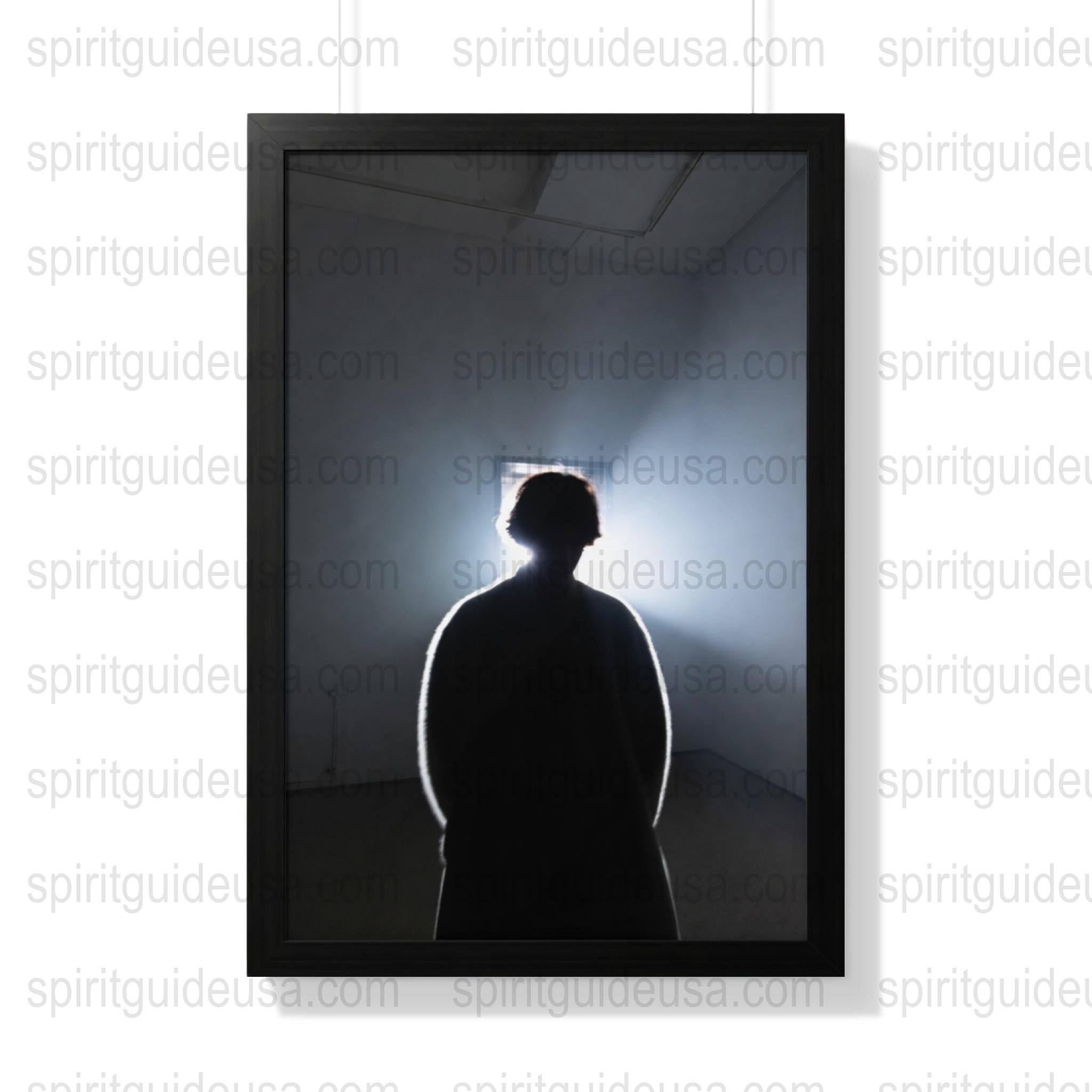 Silhouette of Person Against Light, Mysterious Wall Art, Modern Minimalist Poster, Framed Art Print