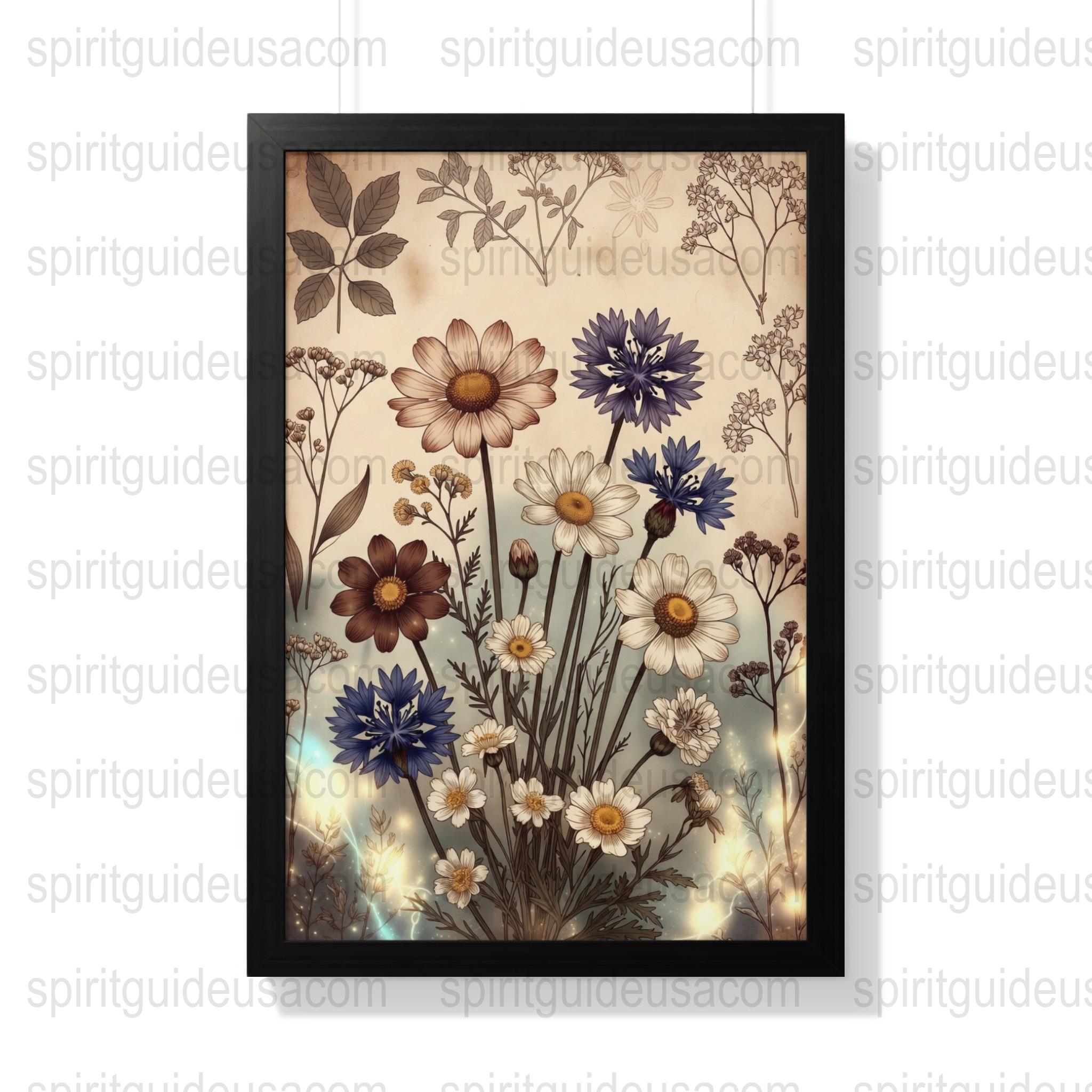 Vintage Botanical Print Wall Art, Floral Illustration Poster, Aged Paper Style Home Decor
