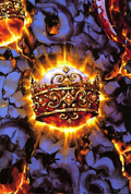 Royal Crown in Fiery Ambiance, Legendary King's Emblem, Fantasy Art Poster, Striking Wall Decor, Vibrant Colors, Collectible Artwork