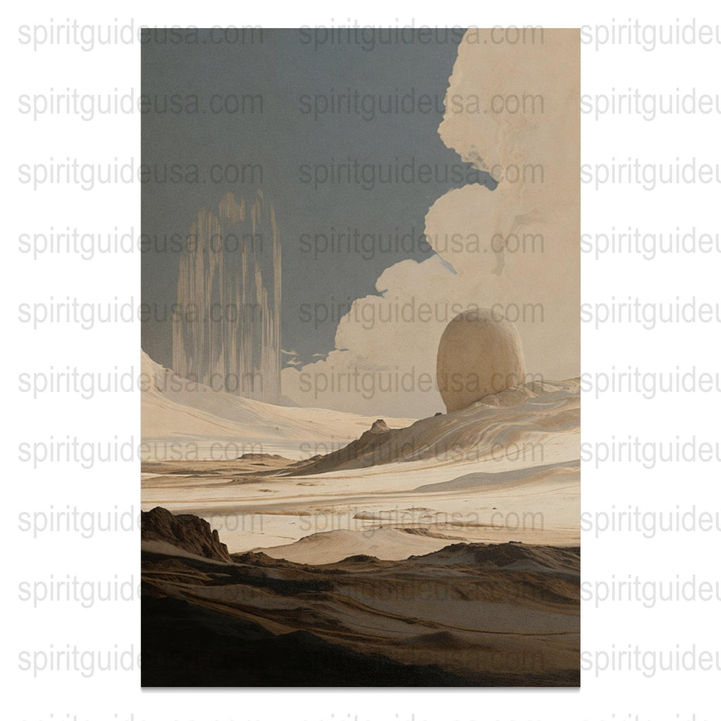 Vintage Space Landscape Poster, Retro Planetary Art Print, Sci-Fi Wall Decor, Fantastical Cosmic Scene