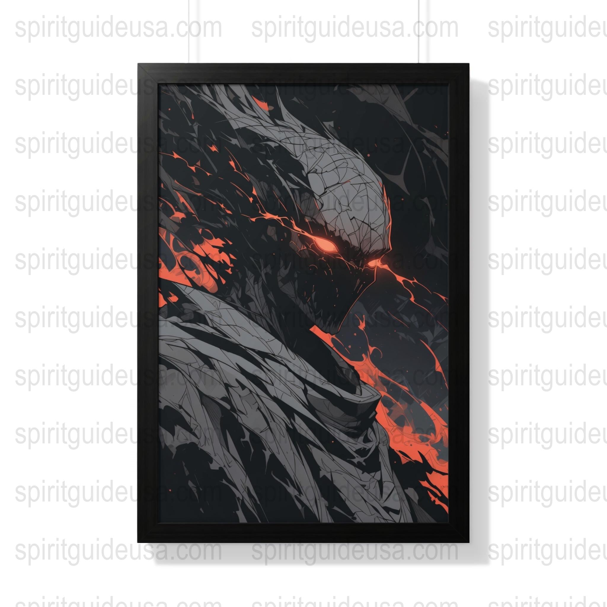 Dark Fantasy Art Print, Mysterious Warrior with Red Eyes Poster, Modern Home Decor Wall Art, Unique Gift Idea