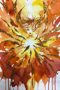 Autumn Goddess Watercolor Art Print, Fantasy Woman with Sunburst Wall Decor, Ethereal Female Illustration, Home Decor, Unique Original