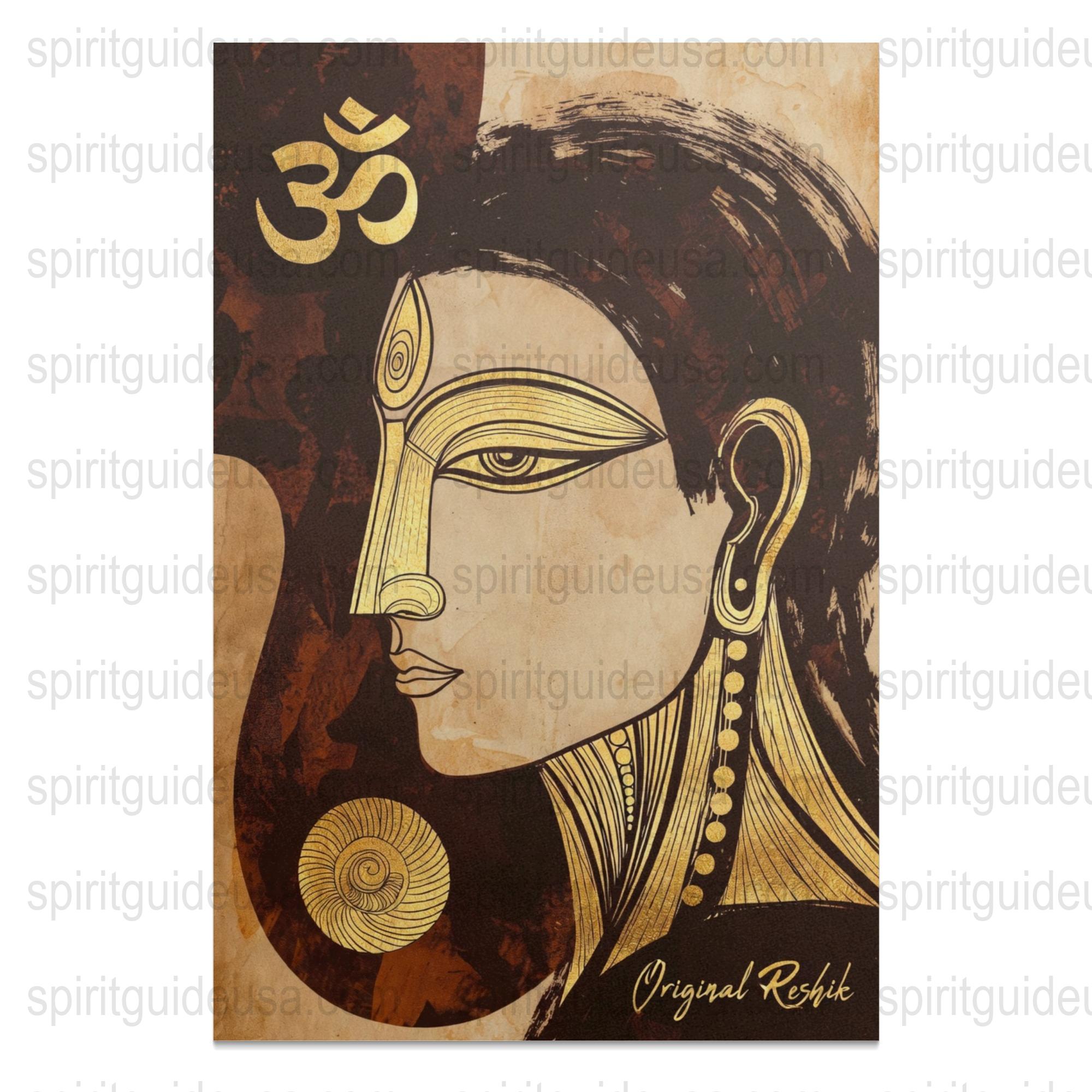 Original Resin Art Hindu Goddess Painting, Spiritual Om Symbol Wall Decor, Unique Handcrafted Religious Artwork