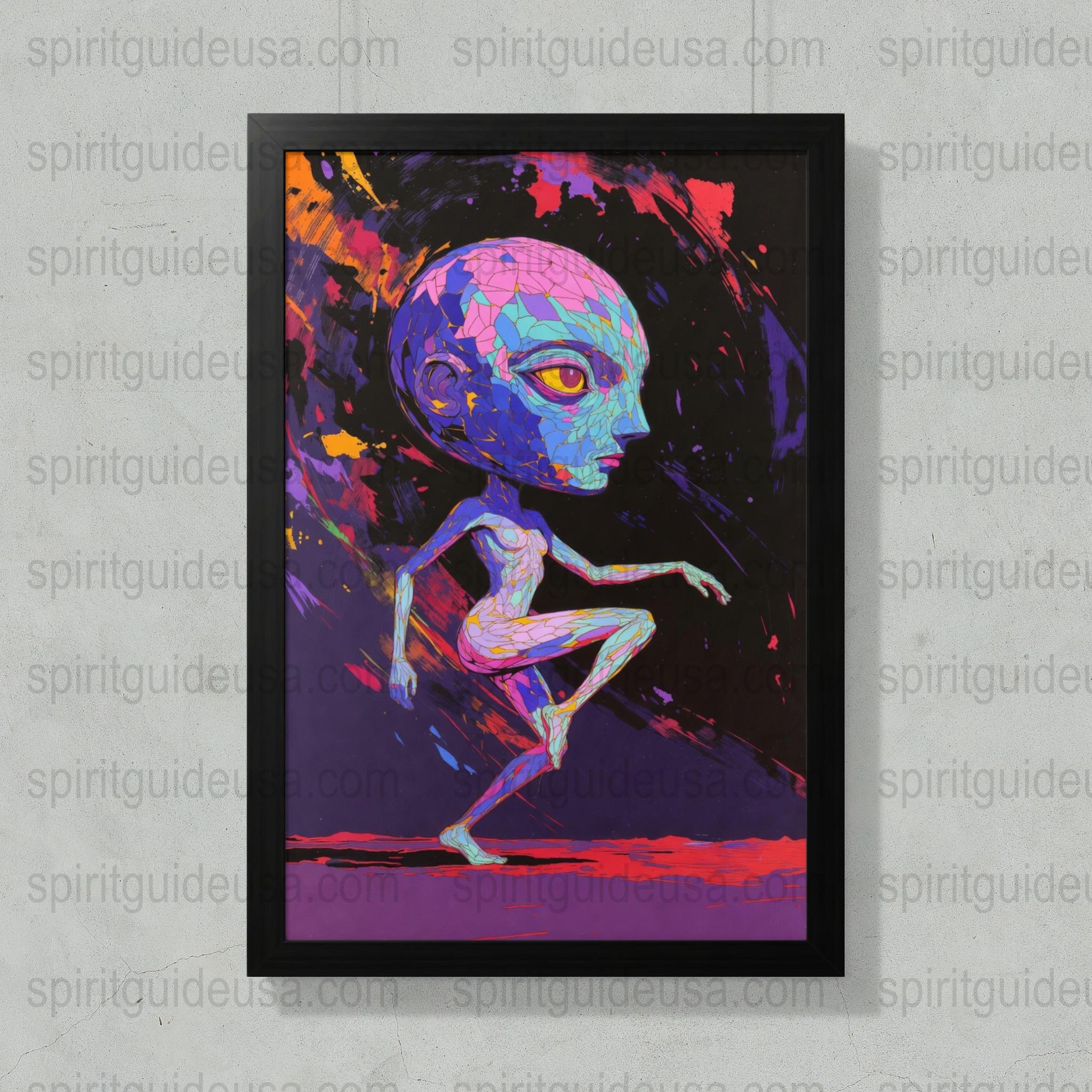 Colorful Alien Art Print, Vibrant Extraterrestrial Poster, Wall Decor, Sci-Fi Fantasy Artwork, Modern Space Themed Room Accessory