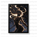 Mystical Art Print, Abstract Female Silhouette with Swirling Lights, Fantasy Wall Decor, Dark Elegant Poster