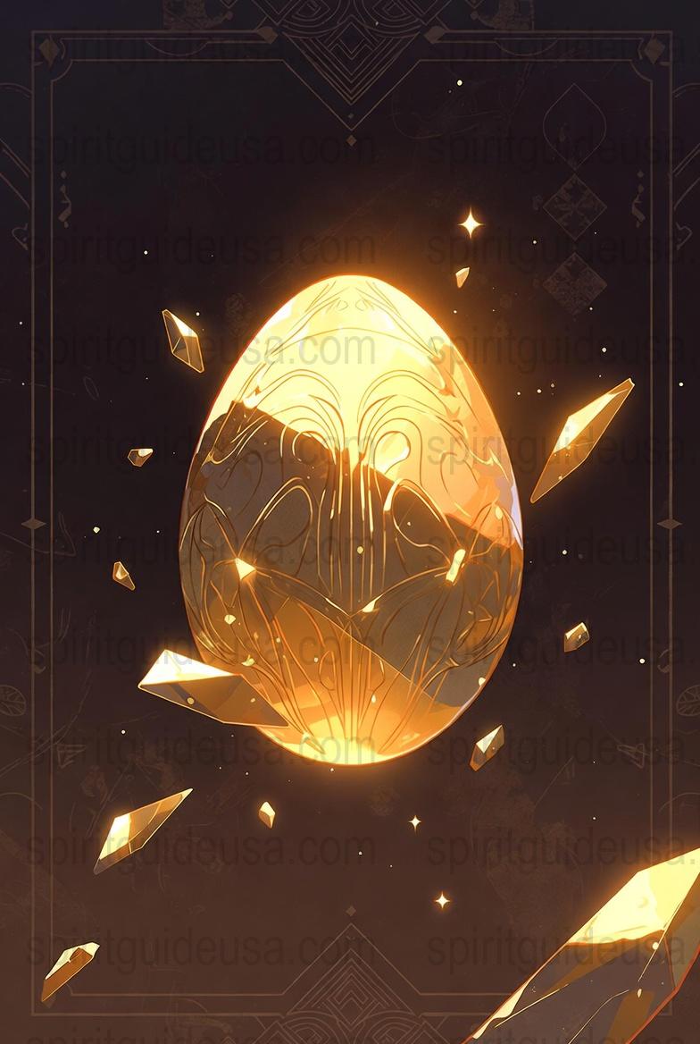Mystical Golden Egg Art Print, Celestial Wall Decor, Bedroom Aesthetic, Fantasy Cosmic Illustration