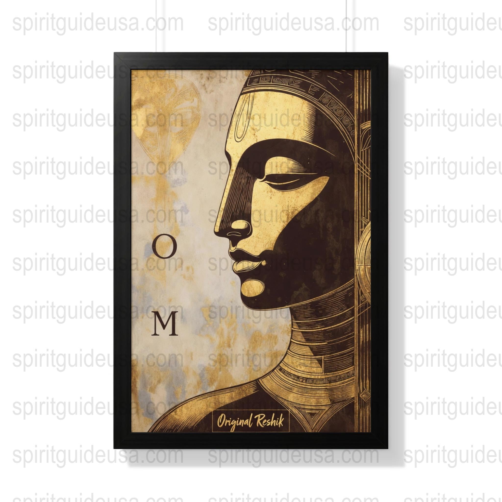 Vintage Buddha Wall Art, Spiritual Meditation Decor, Om Symbol, Zen Print, Framed Yoga Studio Decoration, Cultural Home Artwork