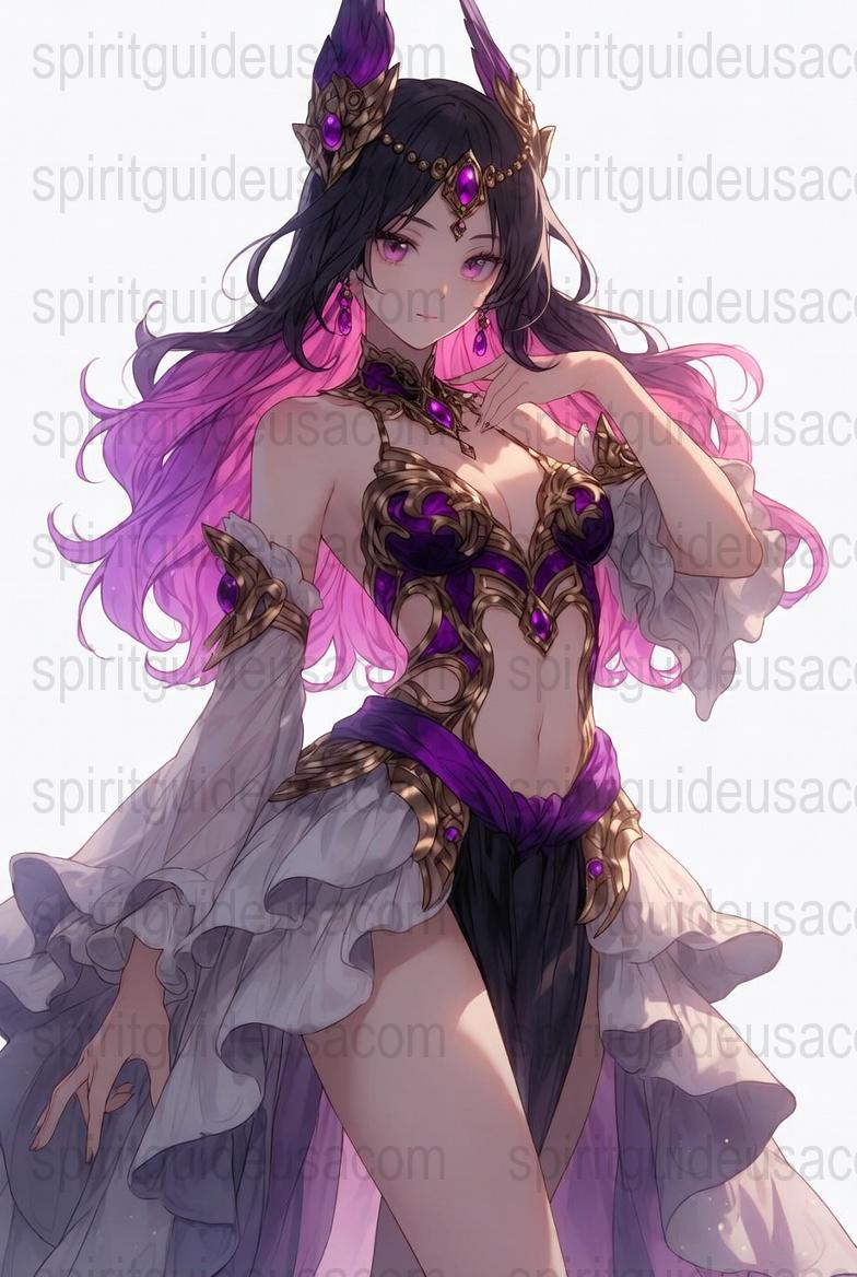 Fantasy Anime Art Print, Purple-Haired Warrior Princess, Decorative Wall Art, Gift for Anime Fans