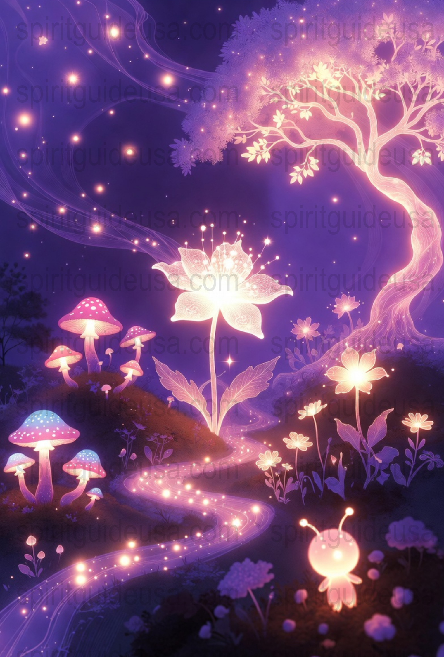 Enchanted Forest Night Light Print, Magical Tree Glow, Fantasy Wall Art Decor