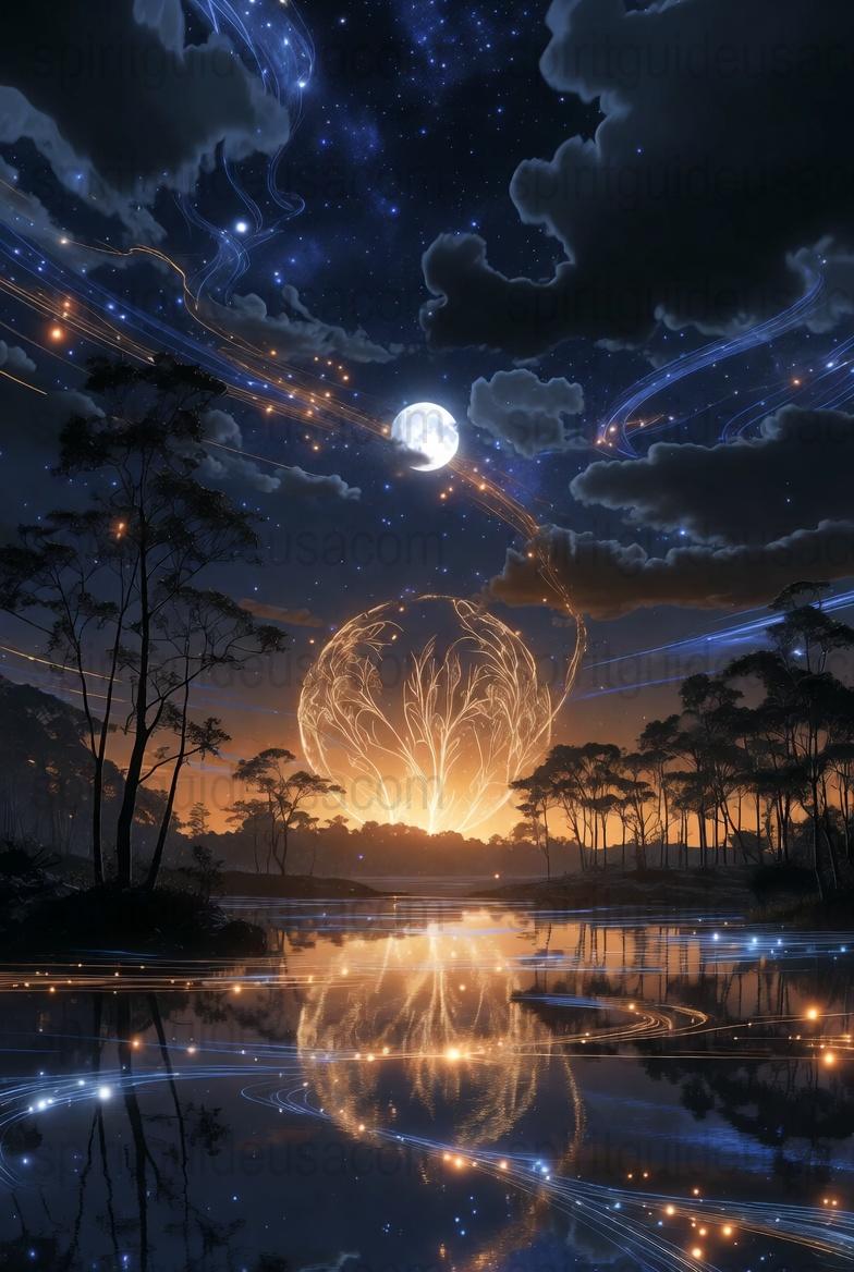 Mystical Night Sky Canvas Print, Celestial Moon Art, Fantasy Forest Wall Decor, Starry Night Poster, Dreamy Landscape Artwork