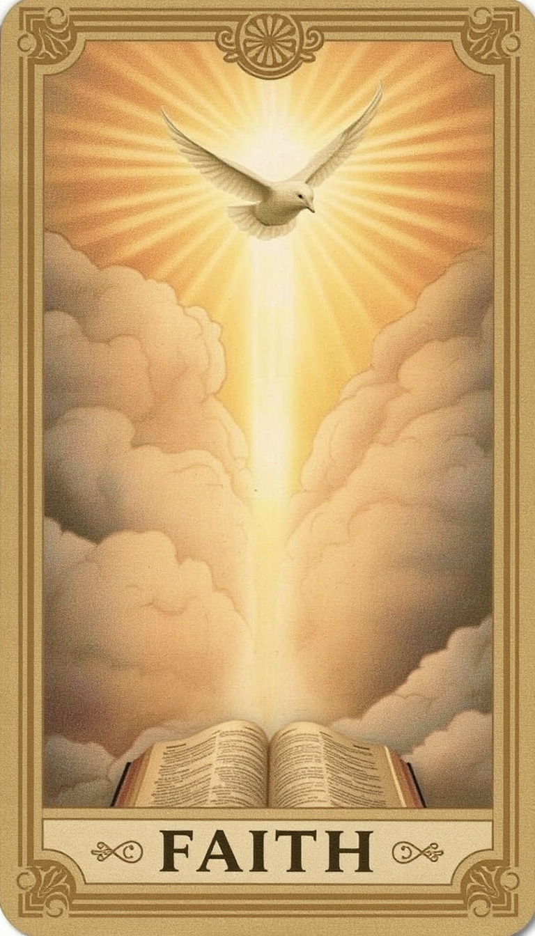 COLLECTOR MASTER EDITION — 1/1 Unique Work (Only One Worldwide) Faith — Vintage-style oracle card titled “Faith”