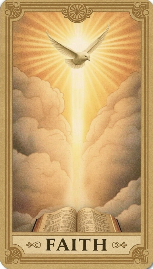COLLECTOR MASTER EDITION — 1/1 Unique Work (Only One Worldwide) Faith — Vintage-style oracle card titled “Faith”