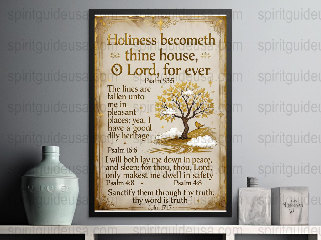 Vintage Psalm Bible Verse Tree Print, Religious Wall Art Scripture, Christian Home Decor, Inspirational Quote Poster