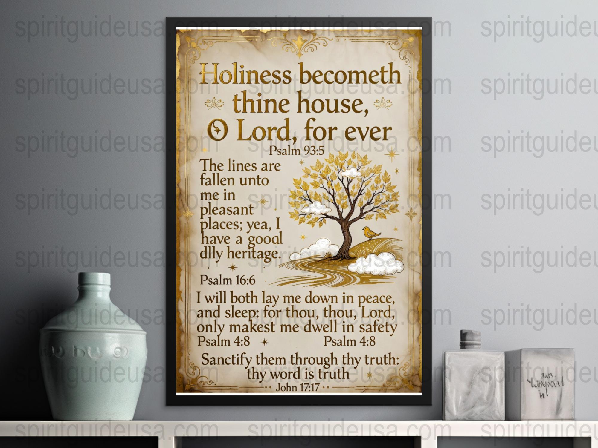 Vintage Psalm Bible Verse Tree Print, Religious Wall Art Scripture, Christian Home Decor, Inspirational Quote Poster
