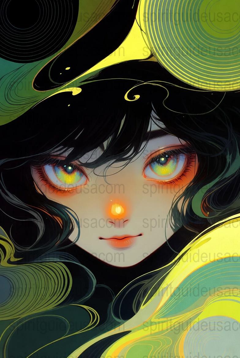 Fantasy Anime Art Print, Colorful Mystic Girl Poster, Vibrant Wall Decor, Unique Gift Idea for Anime Fans