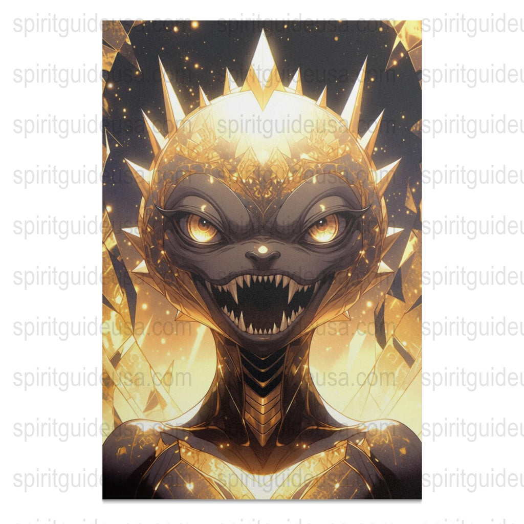 Abstract Monster Art Print, Golden Crown Creature Poster, Fantasy Wall Decor, Unique Horror Illustration, Dark Artwork