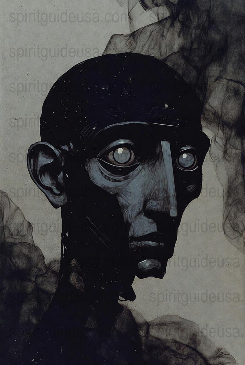 Abstract Blue and Black Portrait Art Print, Surreal Face Wall Decor, Modern Artistic Home Decoration