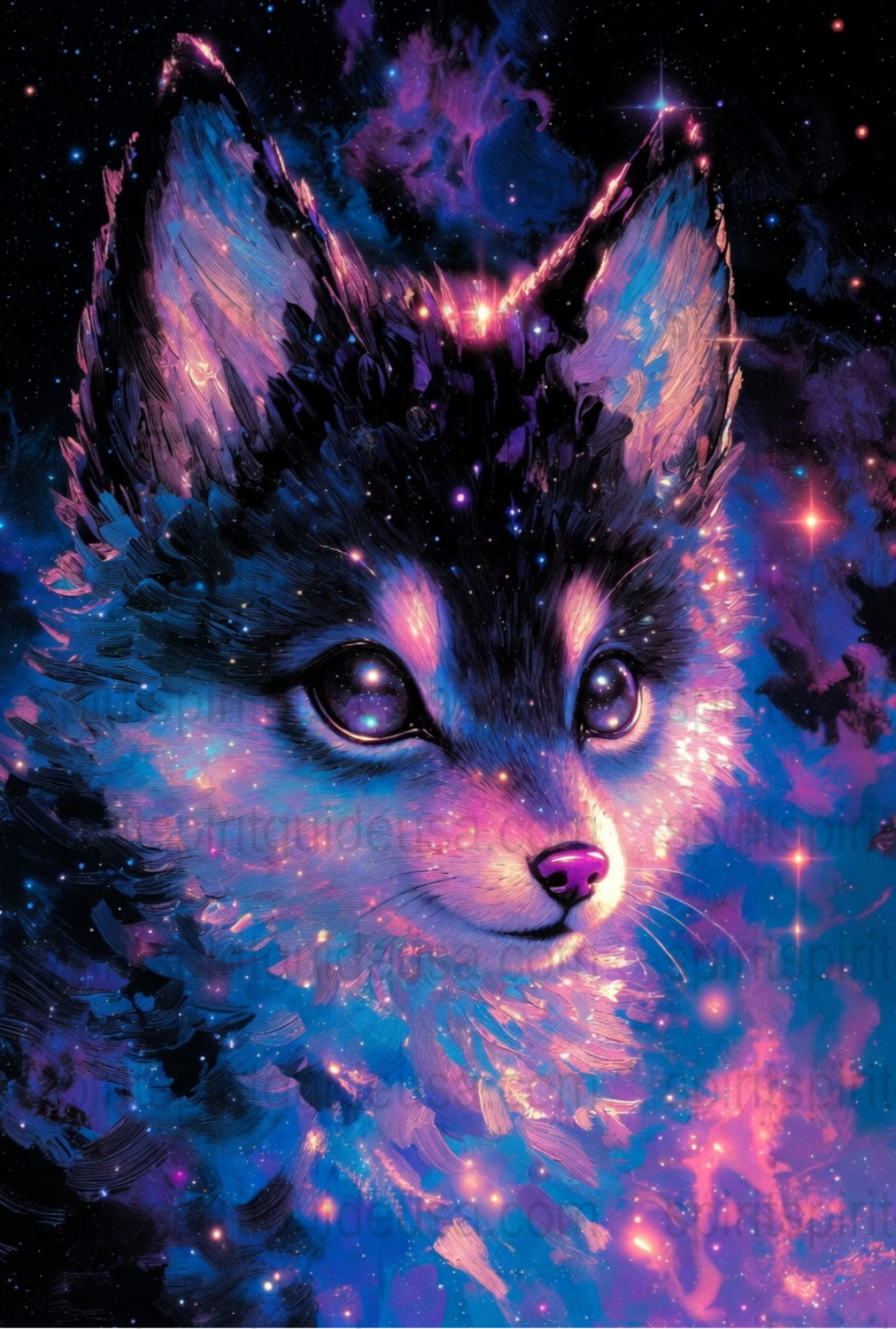 Cosmic Fox Art Print, Vibrant Space Galaxy Animal Wall Decor, Mystical Astronomy Fox Poster, Fantasy Artwork for Bedroom