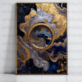 Abstract Gold and Navy Blue Canvas Art, Modern Luxury Wall Decor, Textured Painting, Home Office Decoration, Large Wall Art Print